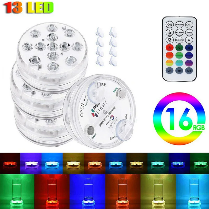 

IP68 Waterproof Multi Color Submersible LED Lights Underwater Night Lamp 300LM Vase Bowl Party Wedding Christmas Decoratio