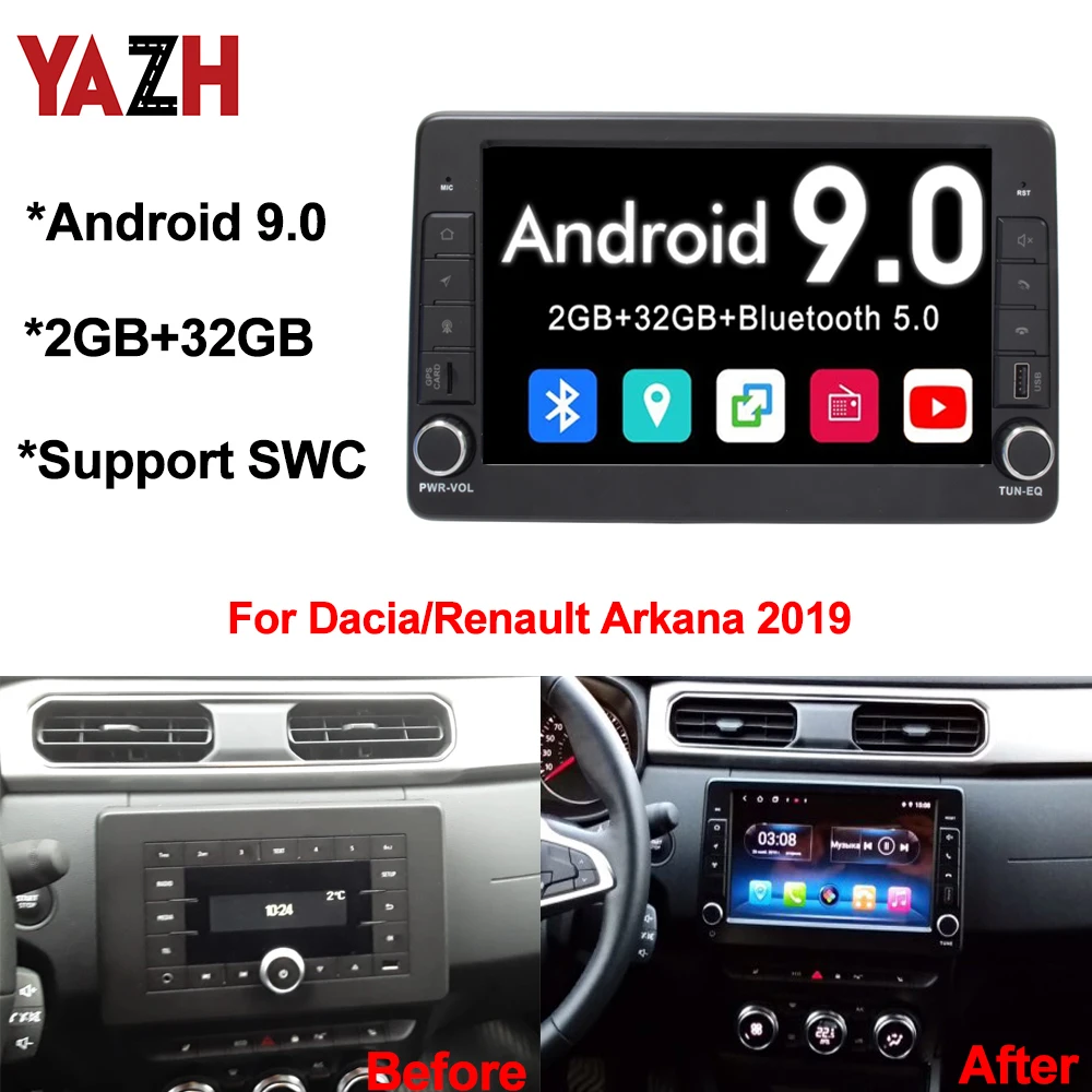 Автомагнитола 32 ГБ Android 9 0 для Dacia/Renault Arkana 2019 2020 дюймов IPS дисплей GPS навигация Bluetooth