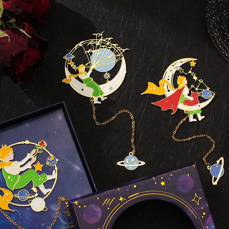 

Fairy Tale "The Little Prince" Series Bookmarks Exquisite Metallic Painted Hollow Bookmark Card Pendant Children's Gifts