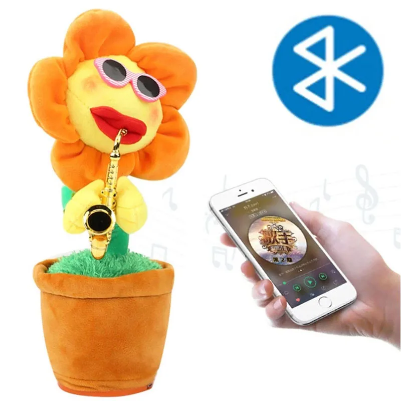 

Electric Plush Sunflower Dancing Toys Twist Flowers Dancing Shake with Playing Saxophone Funny Music Childhood Education Toy