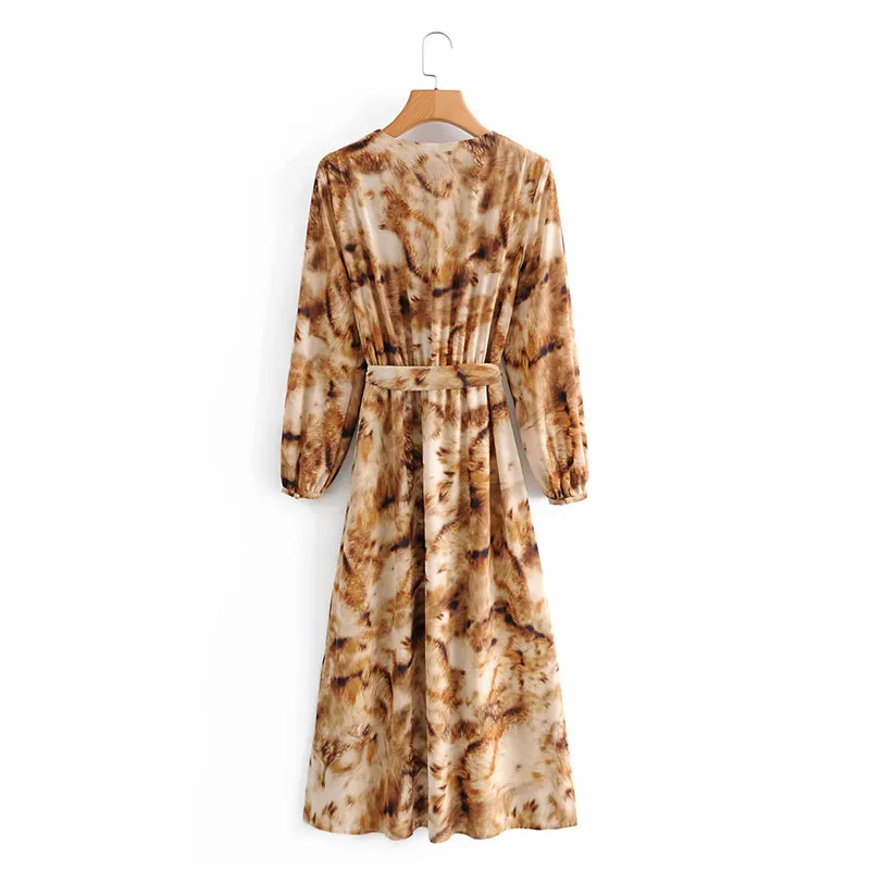 Женское винтажное платье Evfer с животным принтом элегантное желтое длинное