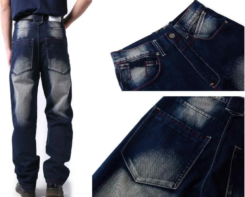 Men Jeans Fashion Loose Big Pockets Hip-Hop Skateboard Jeans Casual Men Denim Pants Design Brand Joggers Jeans