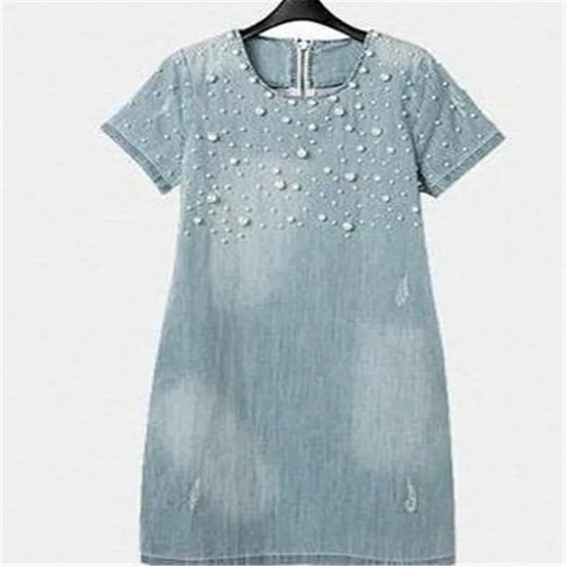 Женское джинсовое платье повседневное праздвечерние чное из денима с вышивкой