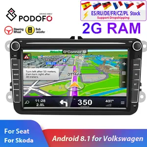podofo 2din car radio android 8 1 for vwvolkswagengolfpolopassatb7b6seatleonskoda 8 inch 2 din gps wifi sd auto stereo free global shipping