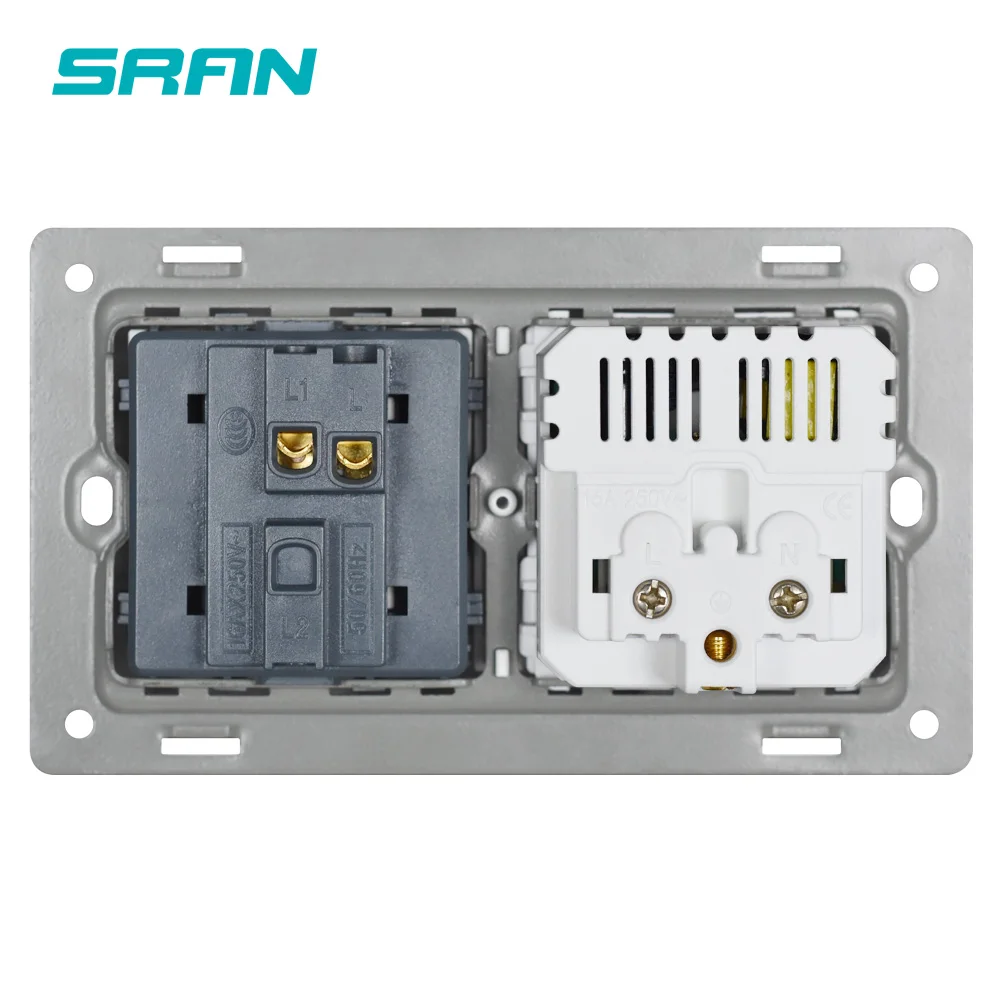 Розетка SRAN с переключателем качалкой 220 В 16 А настенная розетка usb 146 мм * 86 панель