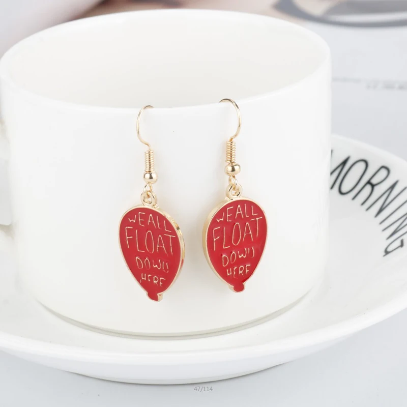 

Red Balloon Dangle Earring We All Float Down Here Stephen Kings IT Movie Jewelry Drop Earring Women Halloween Cosplay Gift