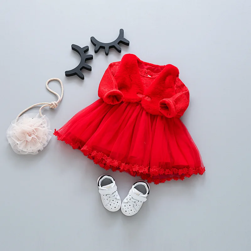 Новое Осеннее однотонное платье для маленьких девочек, vestido infantil зимнее бархатное цельнокроеное платье принцессы с длинными рукавами для детей от 0 до 3 лет, подарок