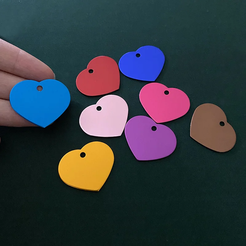 Бирки для питомцев 1000 шт./лот из алюминиевого сплава в форме сердца разные цвета |