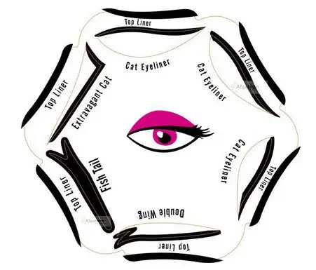 1pack 6 Style in 1 Eye Makeup Stencil Cat liner Cosmetic Tool Card Template Eyeliner Eyeshadow |
