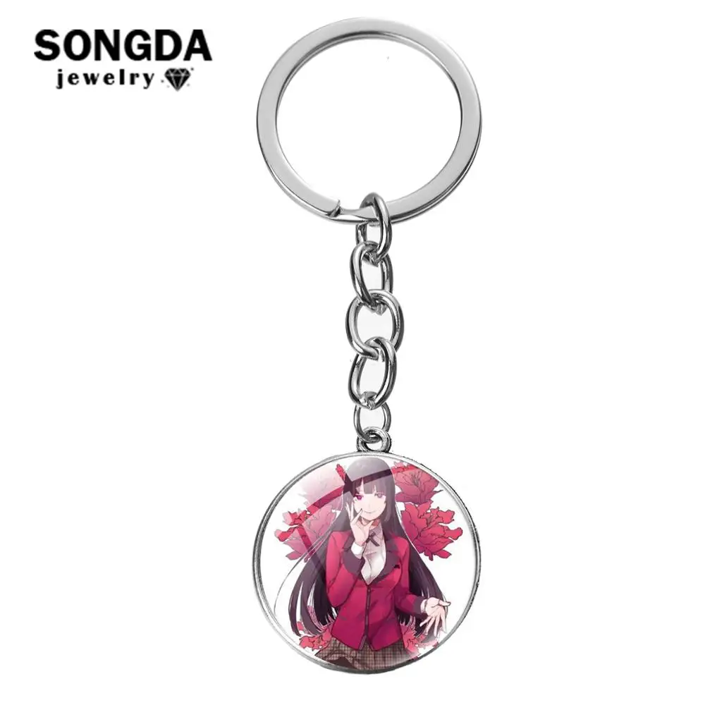 SONGDA Kakegurui Yumeko Jabami Шарм брелок мультяшный Стекло кабошон с фото кольцо для ключей
