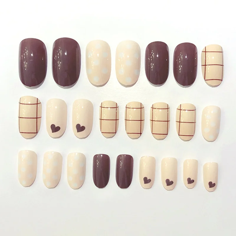 Новые модные длинные круглые накладные ногти с полным покрытием серые белые