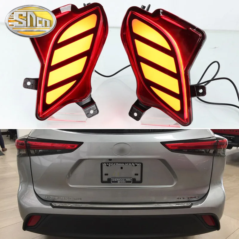 

2PCS Multi-functions LED Rear Bumper Light Fog Lamp Brake Light Dynamic Turn Signal Light For Toyota Highlander 2020 - 2021