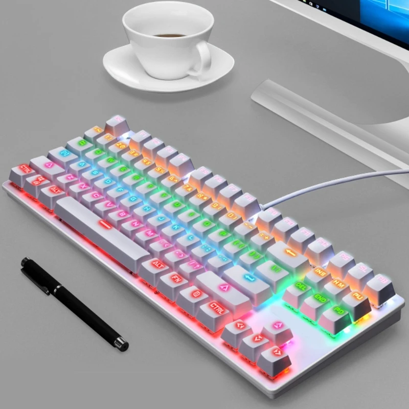 

Mechanical Gaming Keyboard with True RGB Backlit Collapsible Wrist Rest 87-Key Blue Switch Green Axis Punk