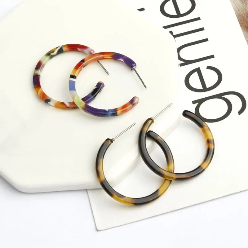 Женские акриловые серьги кольца 1 пара|Серьги-кольца| |