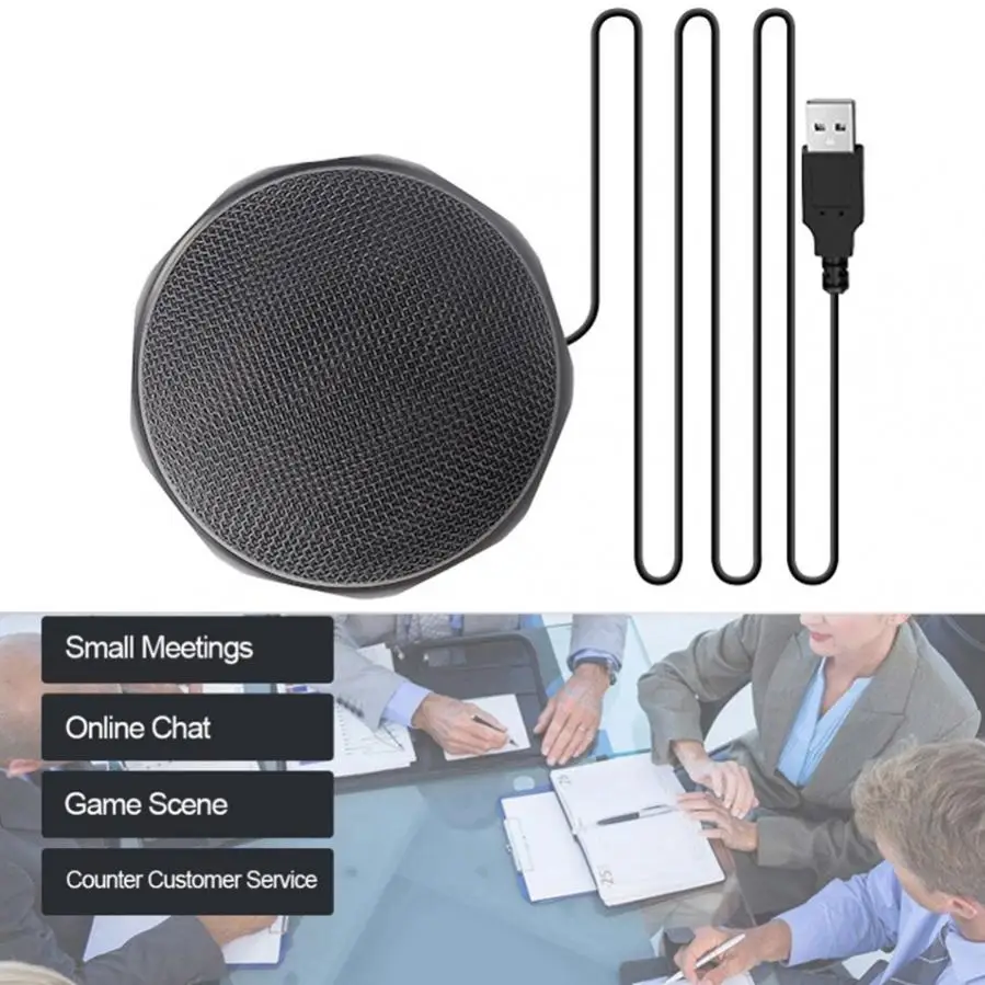 

USB Omnidirectional Condenser Microphone Mic Metal Desktop Pickup Microphone Meeting Computer Desktop Laptop PC Voice Chat