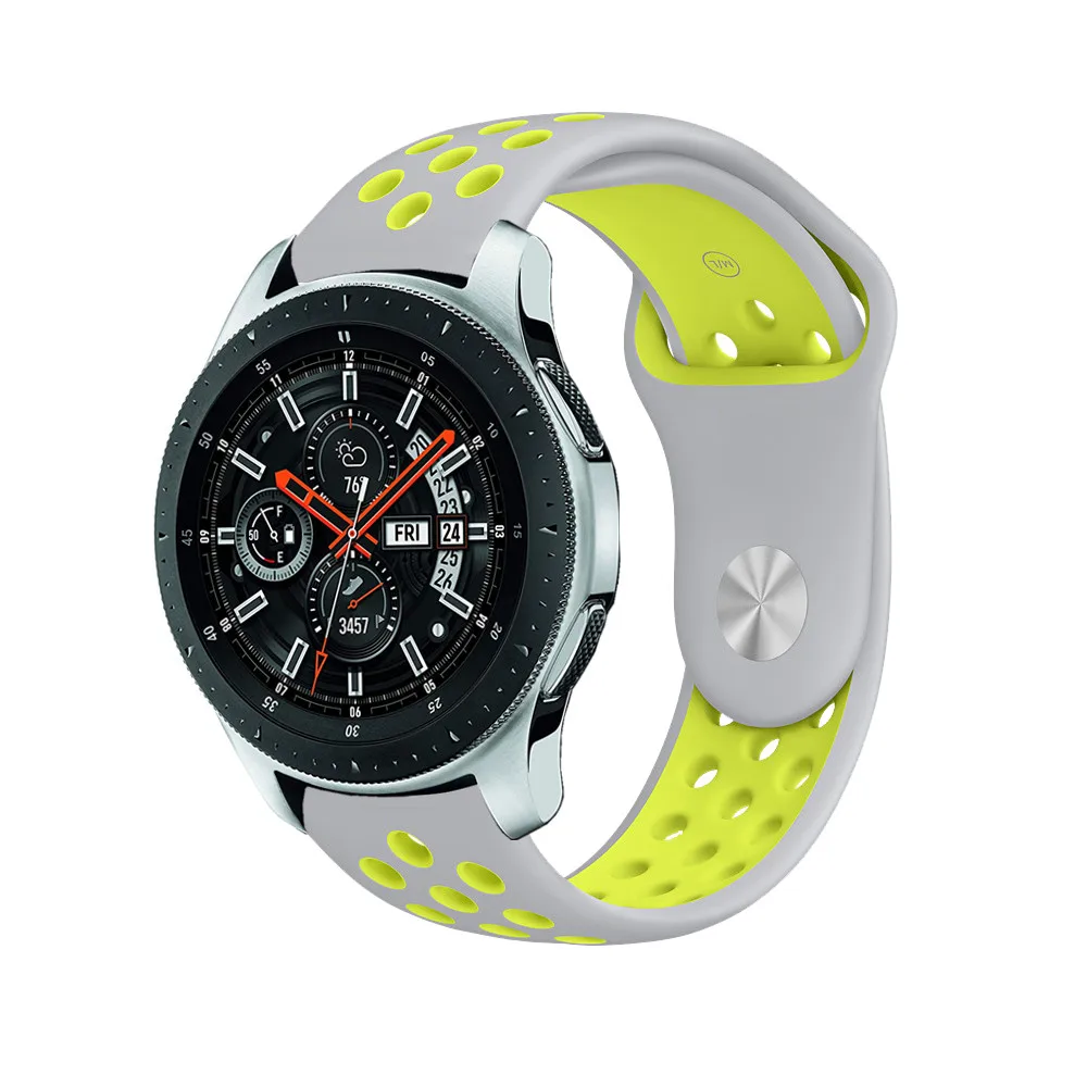 22 мм 20 мм спортивный ремешок для samsung gear Sport S2 S3 Galaxy Watch Active 42 мм 46 мм силиконовый ремешок для Huami Pebble Time huawei gt 2 - Цвет ремешка: gray yellow