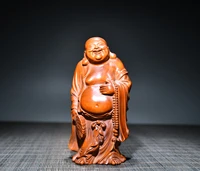 5 chinese folk collection seikos boxwood leaflet maitreya big belly buddha gather fortune riches office ornament town house