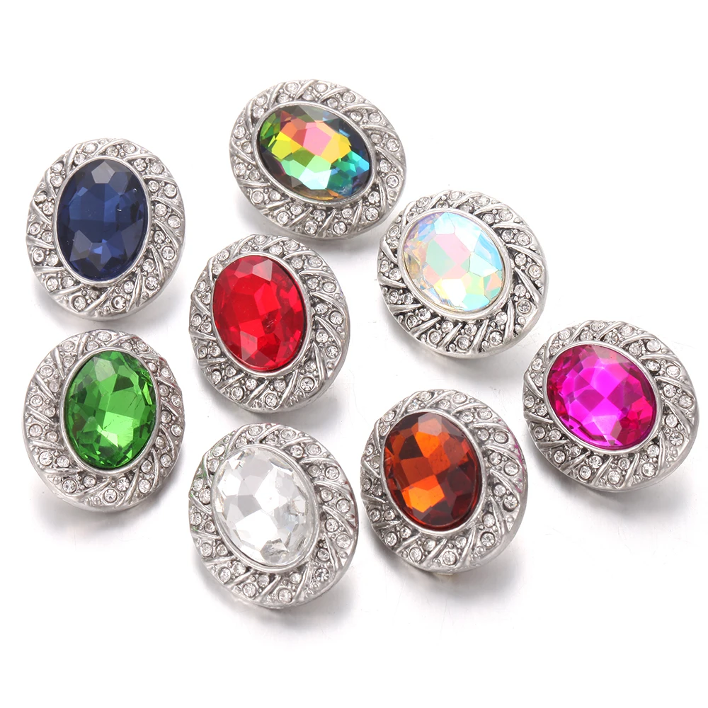 6 шт./лот новые кнопки ювелирные изделия овальные красочные 18 мм Стразы