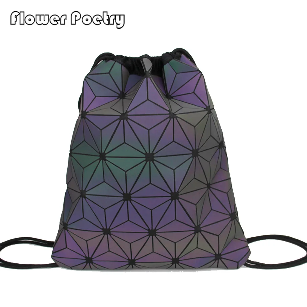 

Новый женский рюкзак на шнурке, голографический рюкзак, Женский светящийся геометрический рюкзак для девочек-подростков, школьная сумка, п...
