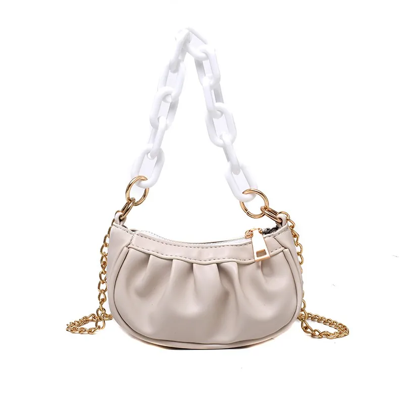 

Vintage Pleated PU Leather Women Small Handbags Fashion Snap Fastener Solid Color Ladies Mini Daily Underarm Shoulder Bags