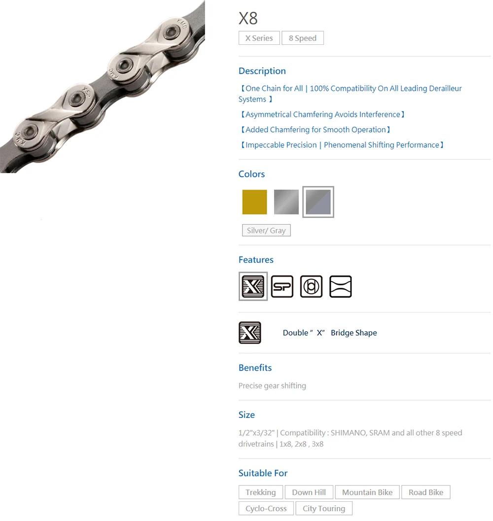 X8 X9 X11 X12 Mountain Road Bicycle Chains 8 9 10 11 12 Speed MTB Bike Chain 116 118 126L KMC Chains