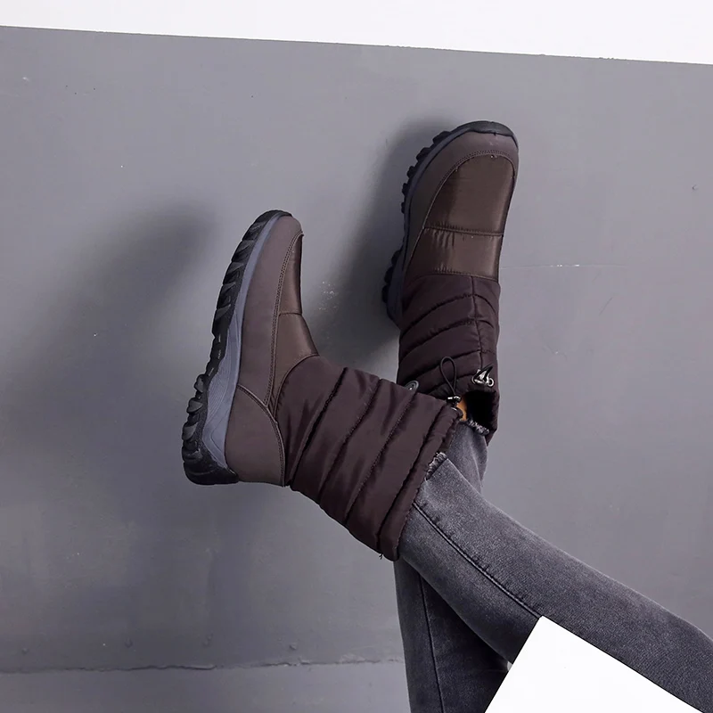 Weweya Plush Velvet Snow Boots Woman High Top Waterproof Running Shoes Winter With Fur Warm Cotton Walking Sneakers Big Size 41 | Спорт и