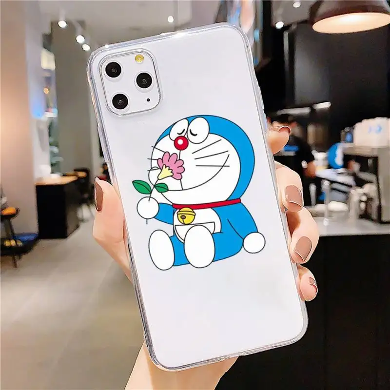 

Doraemon Cartoon blue cat robot Phone Case Transparent soft For iphone 5 5s 5c se 6 6s 7 8 11 12 plus mini x xs xr pro max