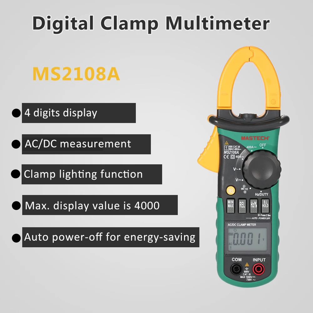 Mastech MS2108A цифровой мультиметр с зажимом частота Макс./мин. Значение измерения удерживающая лампочка сумка для переноски