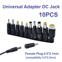 10pcsset dc 5 5x 2 1mm female right angle jack plug adapter connectors to universal male plug power adaptor for laptop notebook