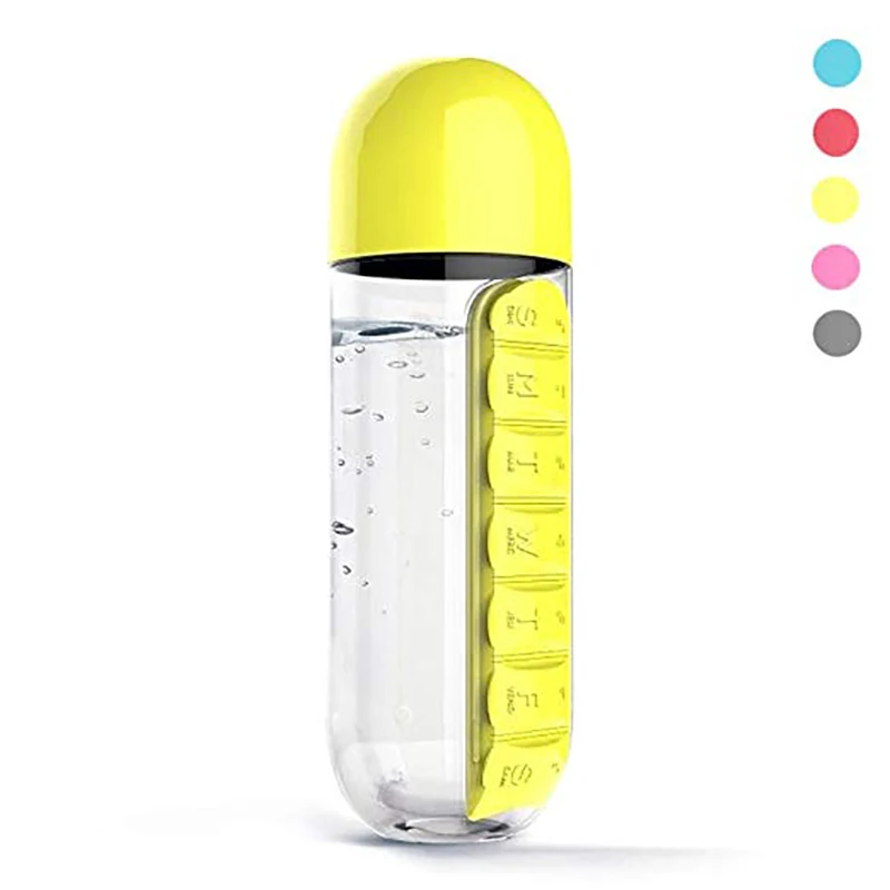 Коробка для таблеток 2 в 1 600 мл бутылка воды на открытом воздухе 7 отделений