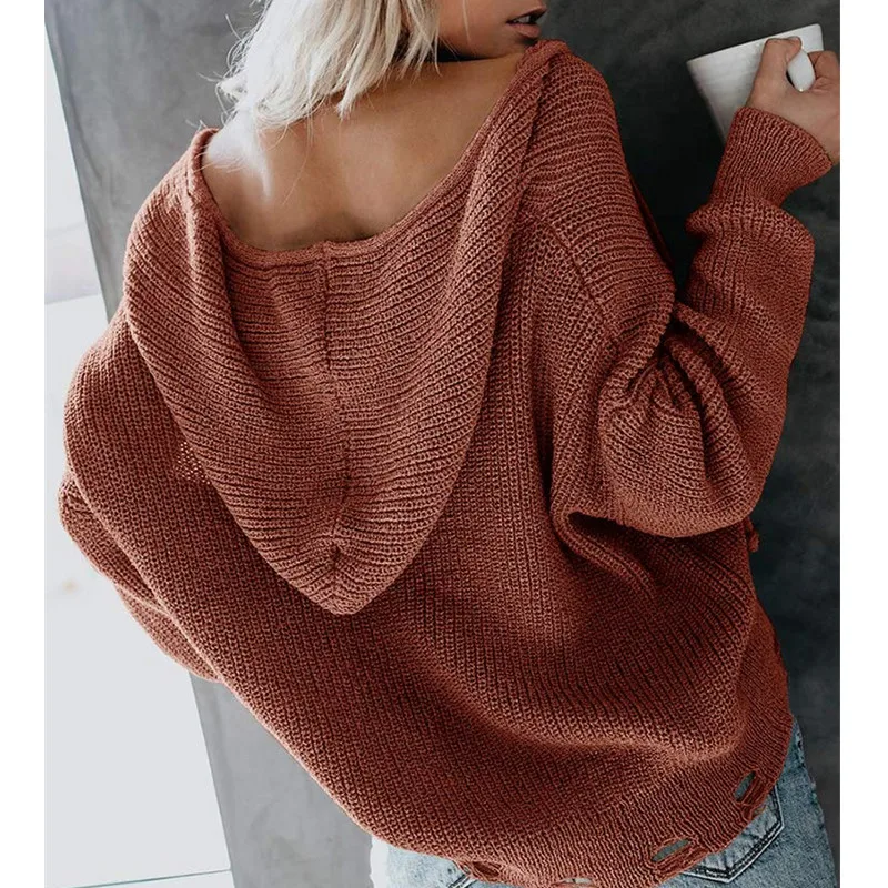 

Women Knitted Hooded Sweater Cardigan 2020 Thin Solid Zipper Sweater Ladies Crochet Outwear Female Open Stitch Sweater
