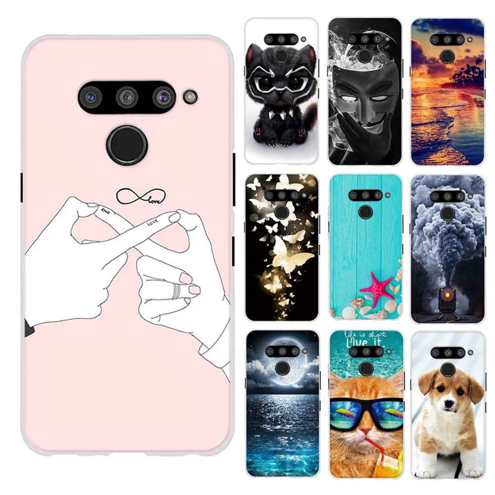 Для LG V50 ThinQ 5G чехол для телефона силиконовый LM-V500 Цветочный принт принципиально