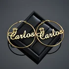 Индивидуальное название, высококачественные серьги из нержавеющей стали с буквами, индивидуальное название, 50 мм, серьги для женщин, ювелирные изделия для свадеб Вечерние