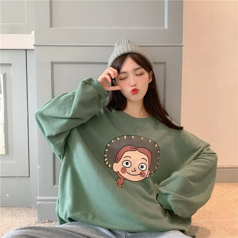 Gaganight Милая Женская толстовка с рисунком и длинными рукавами круглым вырезом