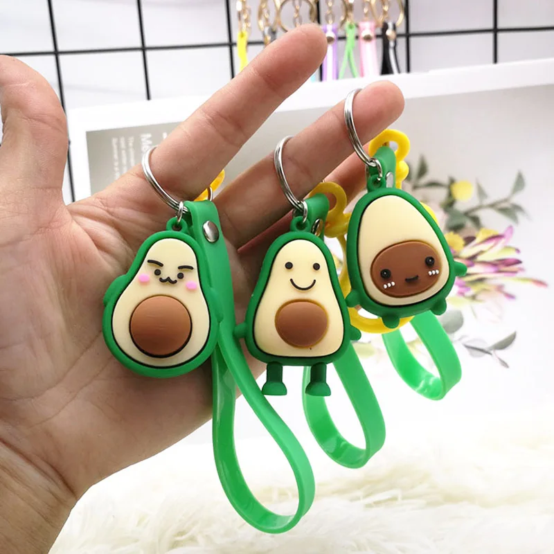 Милый авокадо брелок мультфильм лицо брелки Улыбка Брелок женские украшения для