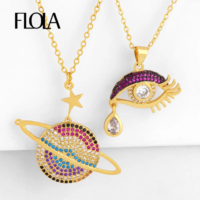 Женское Ожерелье с камнем FLOLA ожерелье фианитом и золотым наполнителем