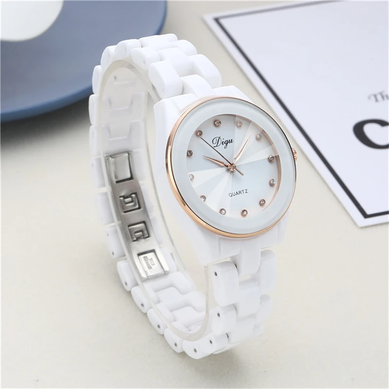 Керамические кварцевые часы женские роскошные брендовые модные стальные