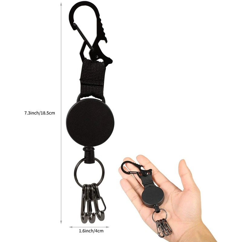 

3 Pack Retractable Key Chain, Badge Holder with Carabiner, Retractable Badge Reel with Steel Wire