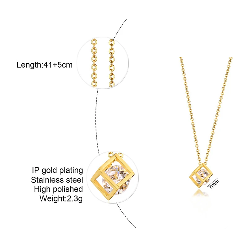 

Vnox Exquisite Hollow Cube Pendant Necklaces for Women Gold Color Stainless Steel Metal Retro Coin Choker Collar Jewelry