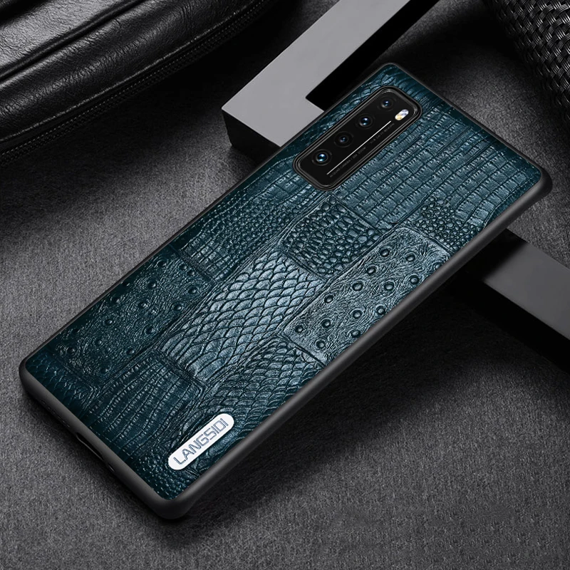 

Чехол-накладка LANGSIDI для huawei nova 8, 8pro, 7, se, 6, 5T, P40 PRO, P30 LITE, p50, MATE 30, 20, 20X, из натуральной кожи