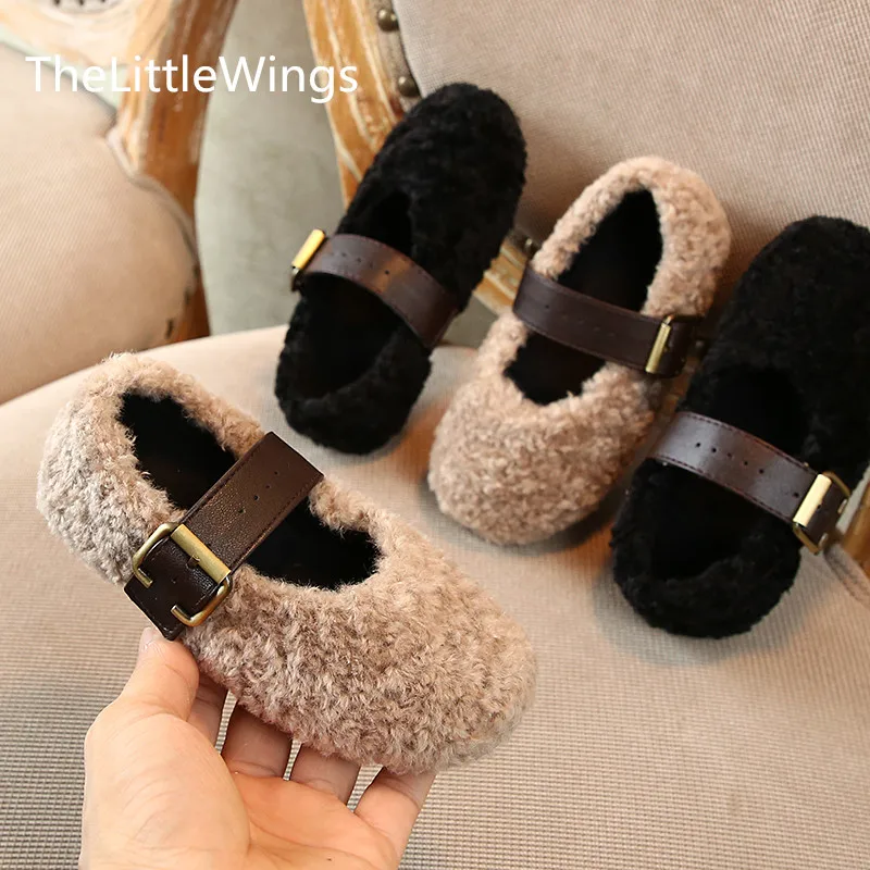 Girl Lamb Furry Shoes Fall and Winter 2021 New Korean Children's Princess Fashion Keep warm shoes 1-3-8-15 Years Old | Детская