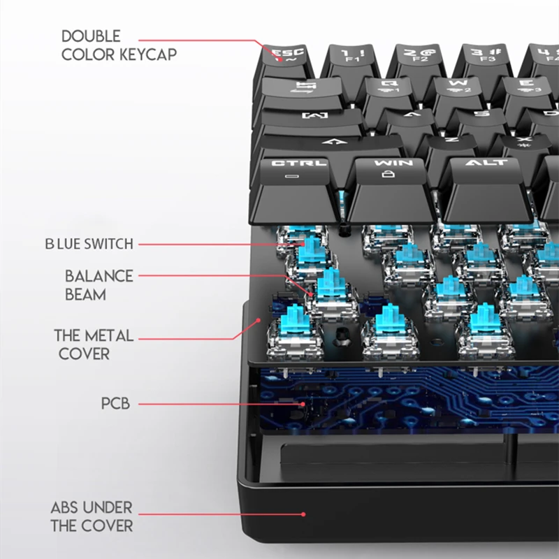 Клавиатура механическая 61 клавиша Bluetooth беспроводной и проводной двухрежимный