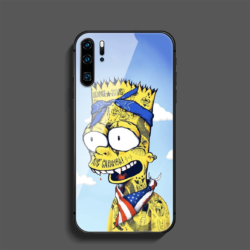 

Funny Simpson Phone Tempered Glass Case Cover For Huawei Mate P 10 20 30 40 Lite Pro Smart Z 2019 Bumper Waterproof Tpu