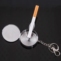 51 7cm portable outdoor travel ashtray with keychain pocket mini stainless steel cigarette ashtray mens gifts