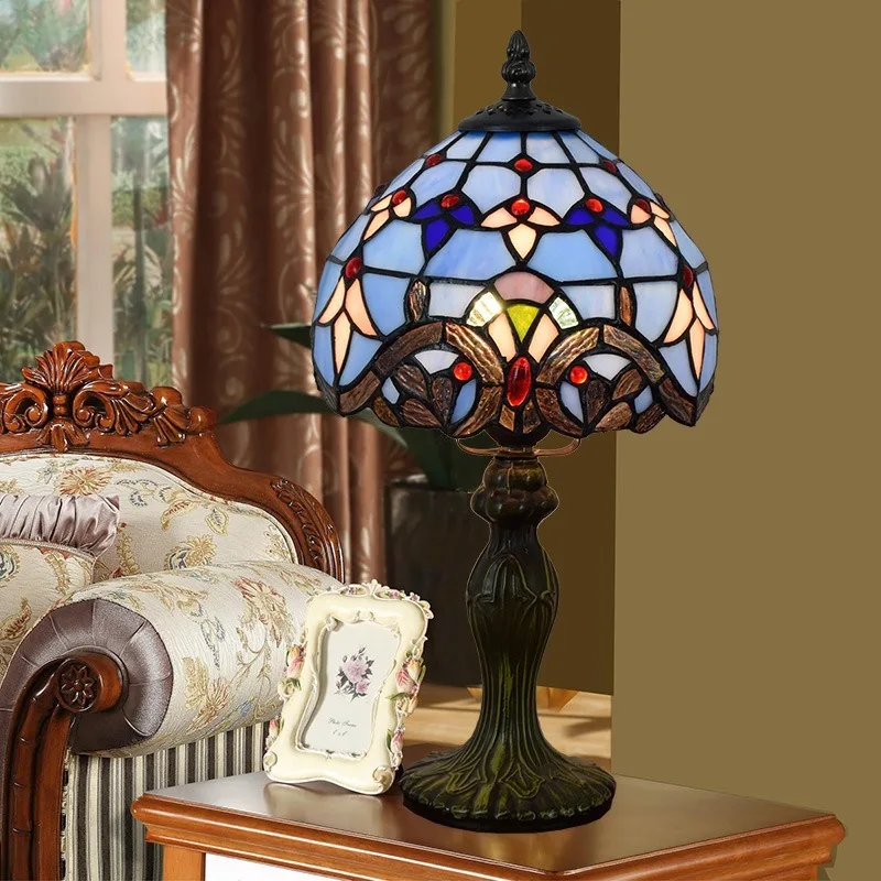 

Diffany Table Lamp 20cm Resin Base E27 Bedroom Bedside Lamp Fashion Retro Table Lamps WF111309