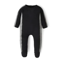 baby houdstooth stretchie newborn girls boys soft cotton black babygrows with footies great quality rompers for 3m 6m 9m 12m 24m