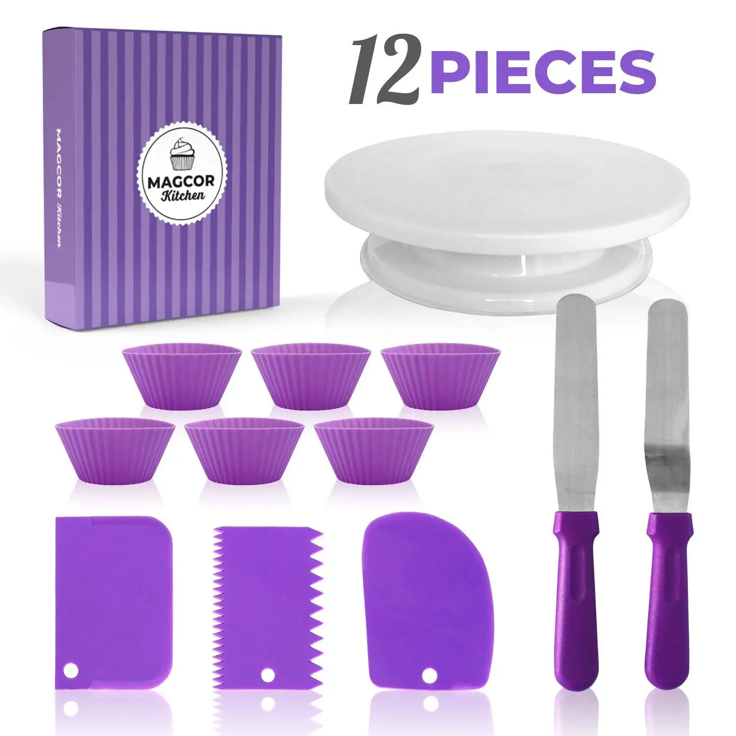 

Hot Poping 60 Pieces Cake Turntable Set Decorating Table Decorating Mouth Silicone Bag Baking DIY Combination silicone molds