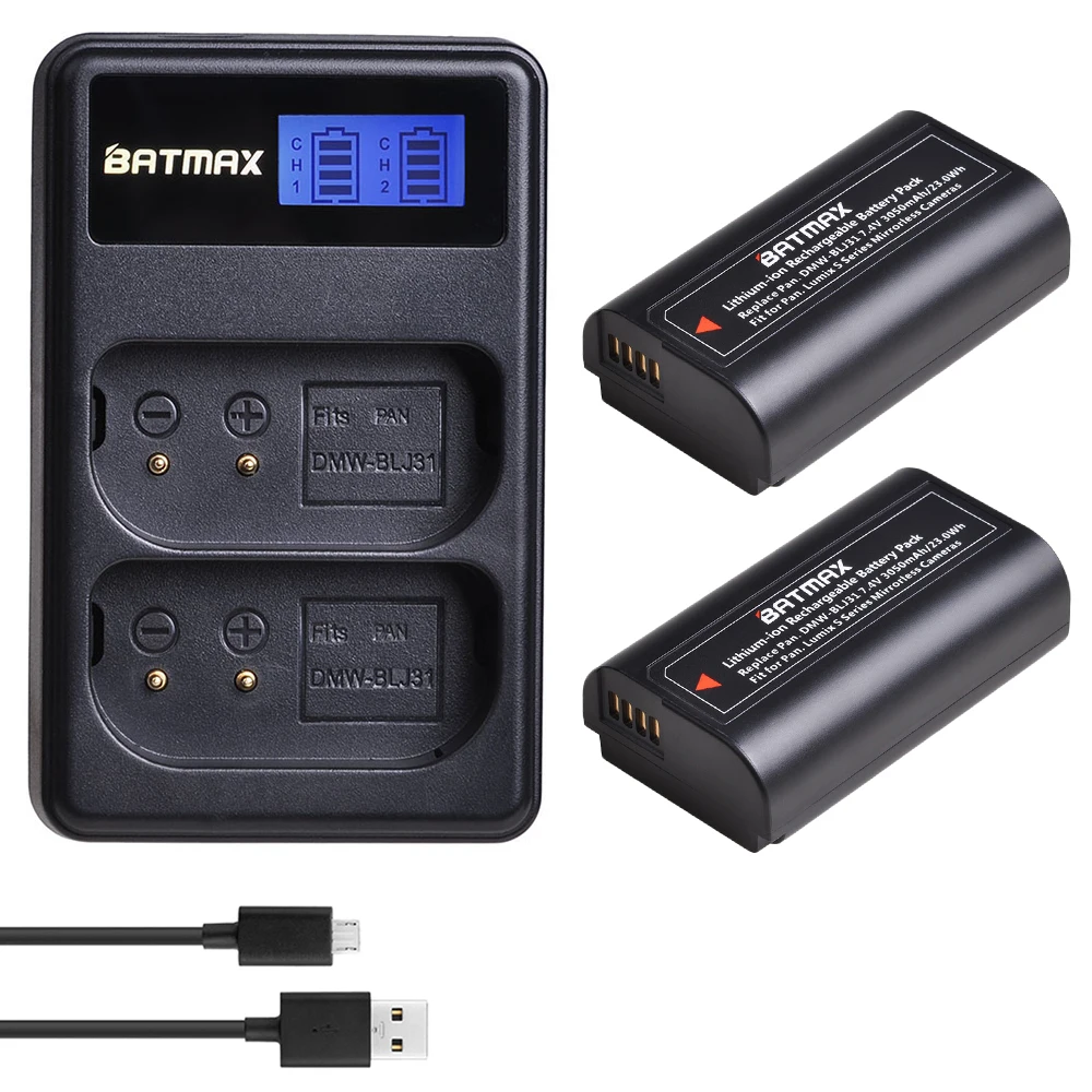 Batmax 2 шт. 3050 мАч DMW BLJ31 батарея + ЖК USB двойное зарядное устройство для Panasonic LUMIX S1 S1R S1H