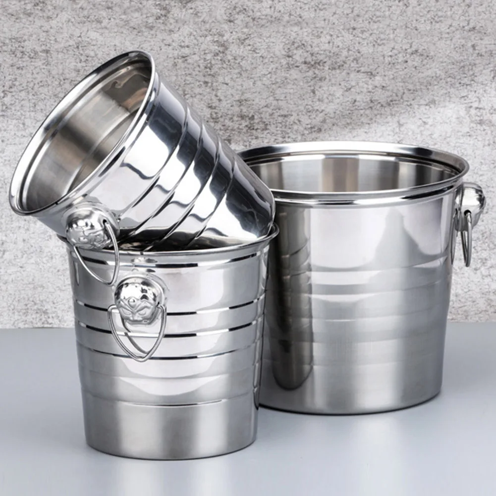

3L/5L/7L High Quality Stainless Steel Bucket Thick Ice Holder Container for Bar Party Champagne Wine Barrel Silver wine cooler