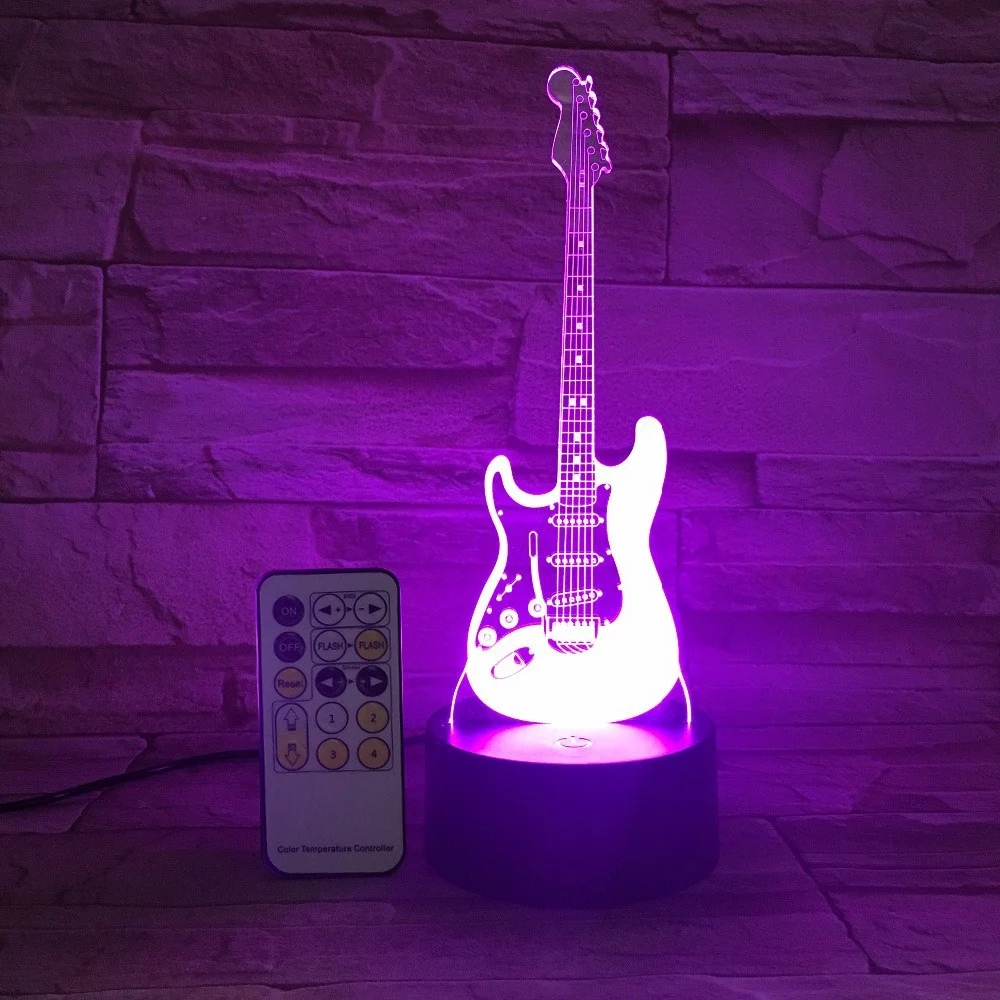 

Creative Remote Guitar Night Light 3D LED Lamp 7 Color Change USB Touch Control Switch Indoor Atmosphere Lamp for Kids Gifts